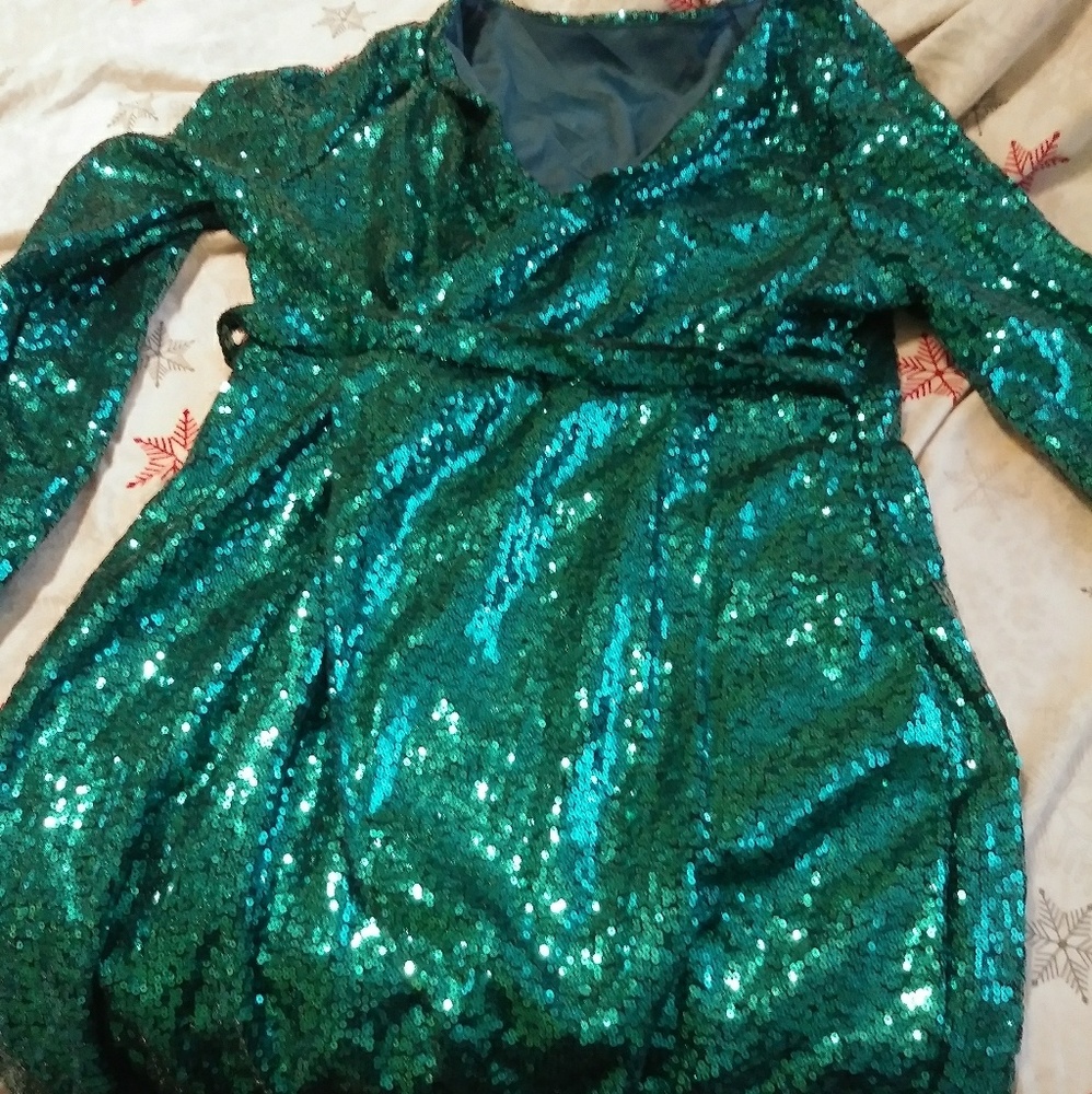 Green sequin dress